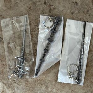 Set of 3 Different Harry Potter Series Wand Keychains